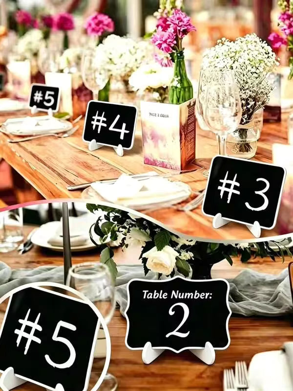 10pcs/5pcs/1pc Mini Chalkboard Display Panel Decor, Home Decor Signage, Mini Message Board Display Wooden Chalkboard, Suitable For Wedding, Baking Display, Hotel, Banquet, Dessert, Table Card, Mother's Day, Graduation