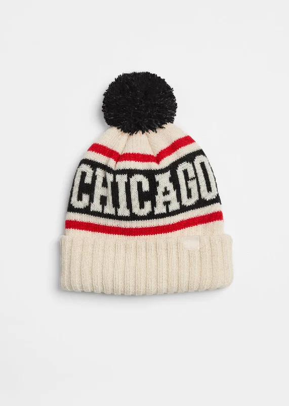 Adult Mad Hatter Chicago Varsity Beanie - Black & Red