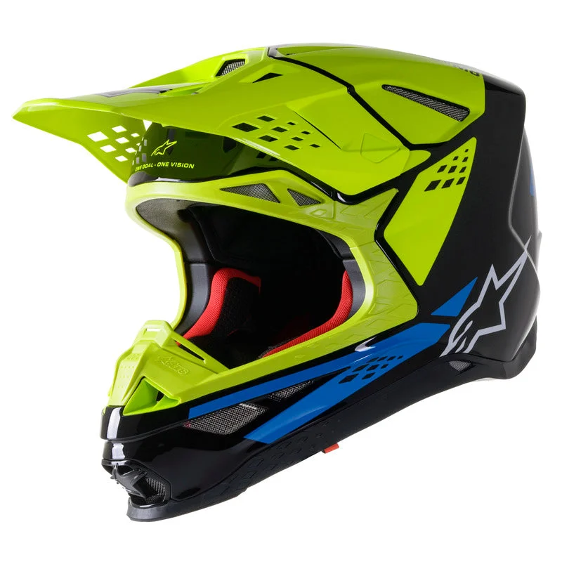 Alpinestars SM8 Factory Helmet - Black/Fluro Yellow/Blue