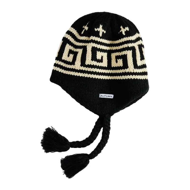 Autumn Niseko Ear Flap Beanie - Black