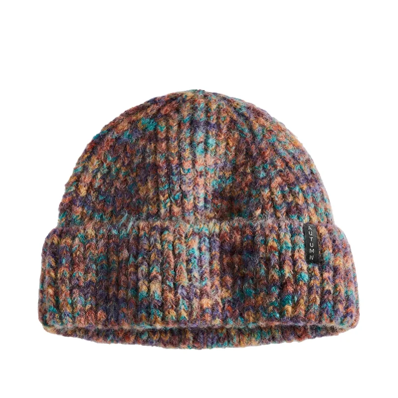 Autumn Wool Marble Knit Beanie - Eggplant