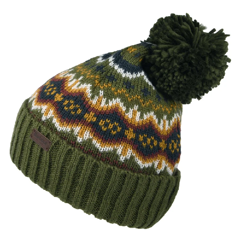 Barbour Hats Case Fair Isle Bobble Hat - Olive