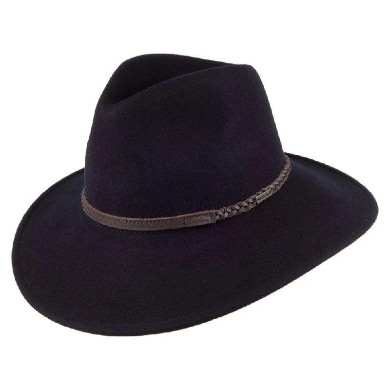 Barbour Hats Tack Wool Felt Fedora Hat - Navy Blue