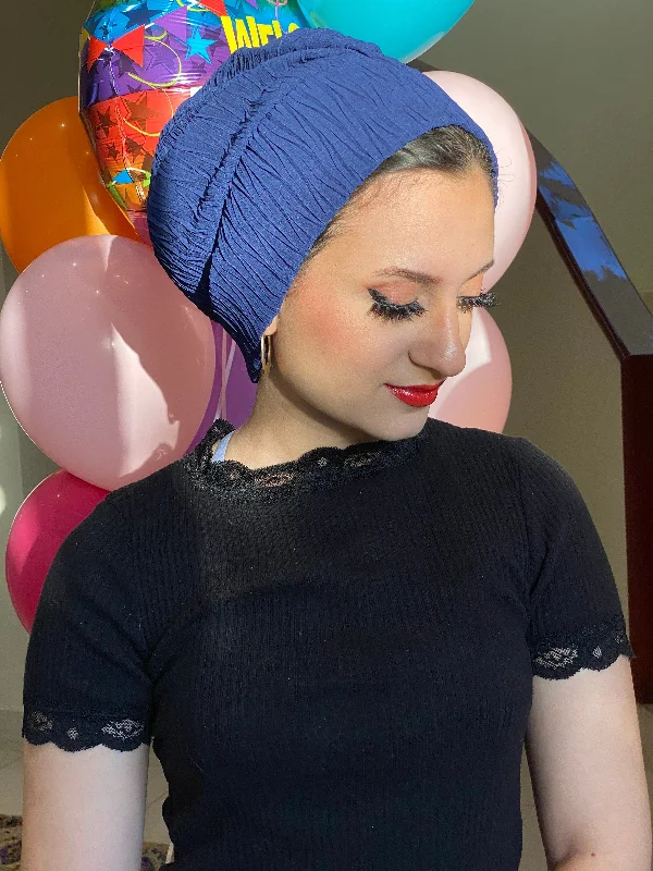 Beanie Pleated Chiffon - Navy blue