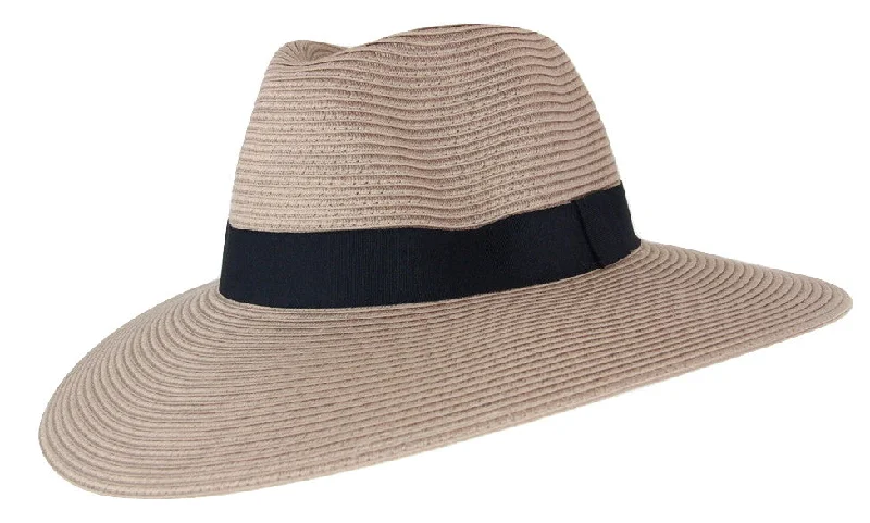 Before Dark Fiona Wide Brim Fedora - Taupe/Black