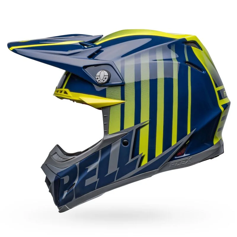 Bell Moto-9S Flex Helmet - Sprint Matt/Gloss Dark Blue/Hi-Viz-Yellow