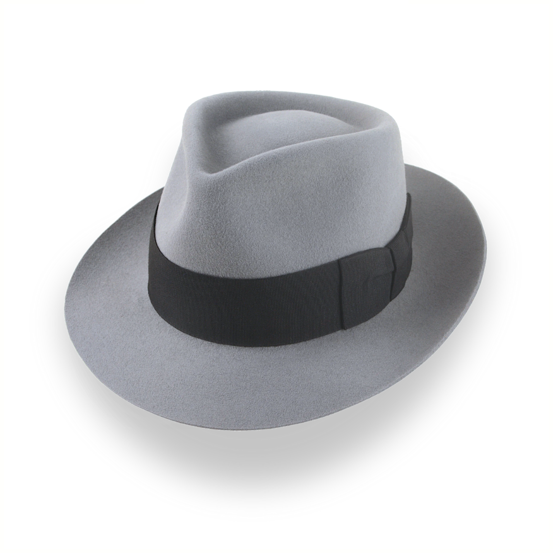 Grey 1940s Bogart Fedora Hat in Smooth Fur Felt | The Shadows