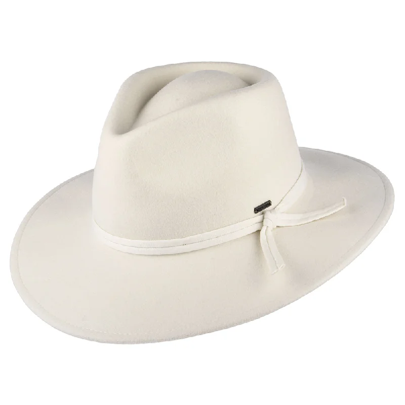 Brixton Hats Joanna Wool Felt Packable Fedora Hat - Off White