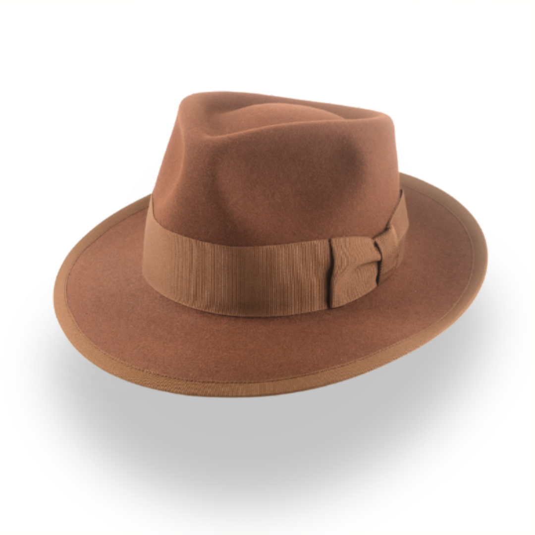 Elegant Brown Men's Fedora Hat with Teardrop Crown | The Knight