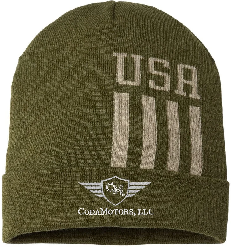 Cap America USA-Made Off Center Patriotic Cuffed Beanie