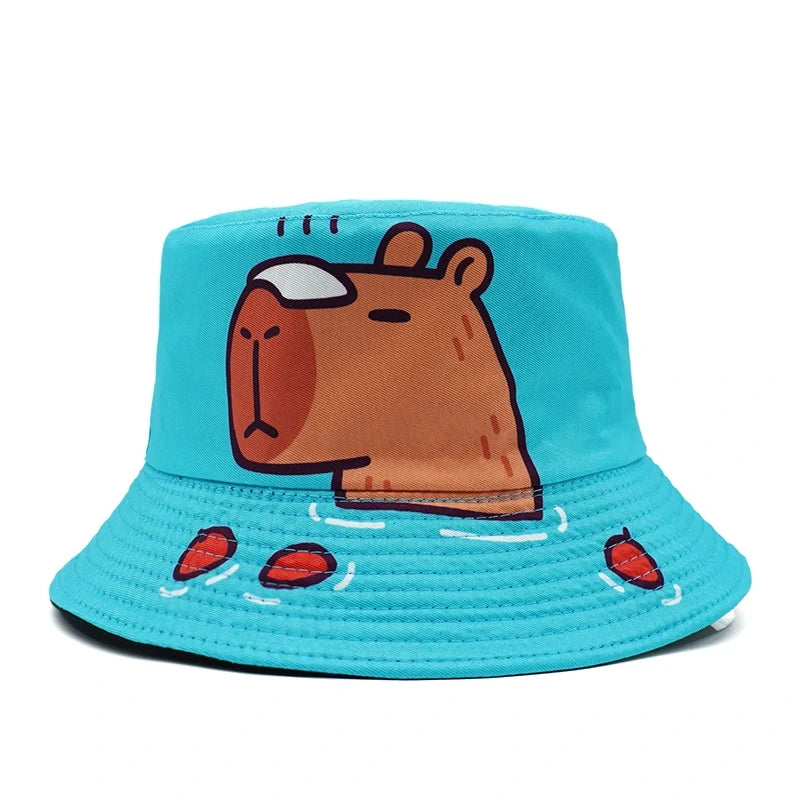 Capybara Blue Reversible Bucket Hat