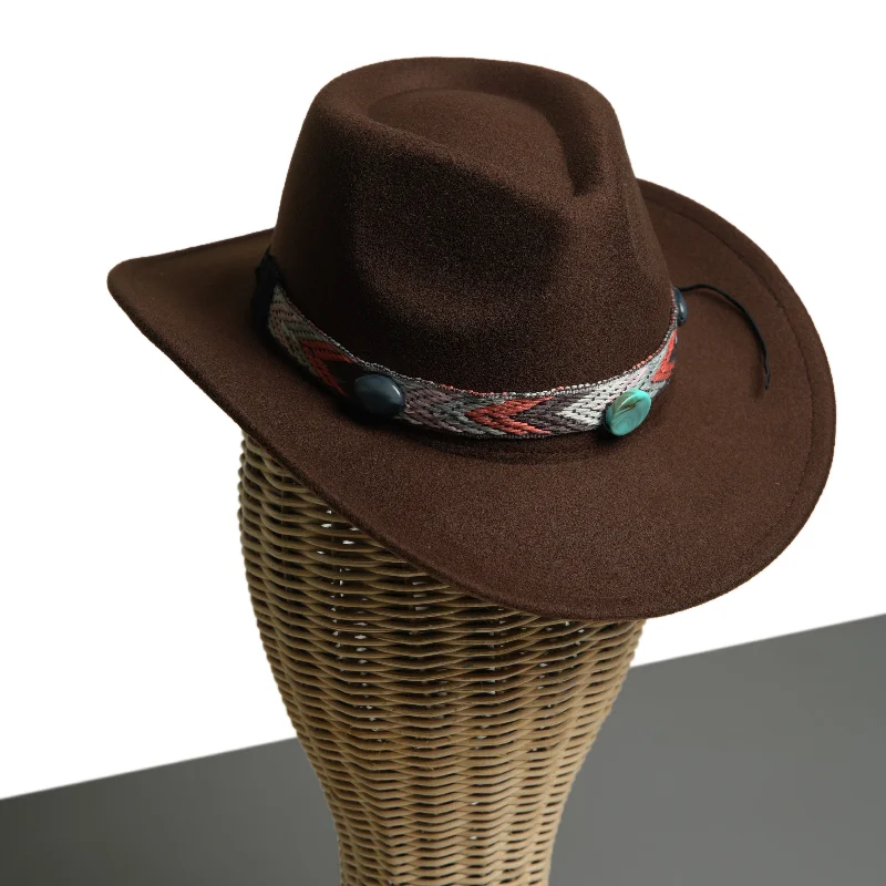 Chokore Cowboy Hat with Multicolor Band (Chocolate Brown)