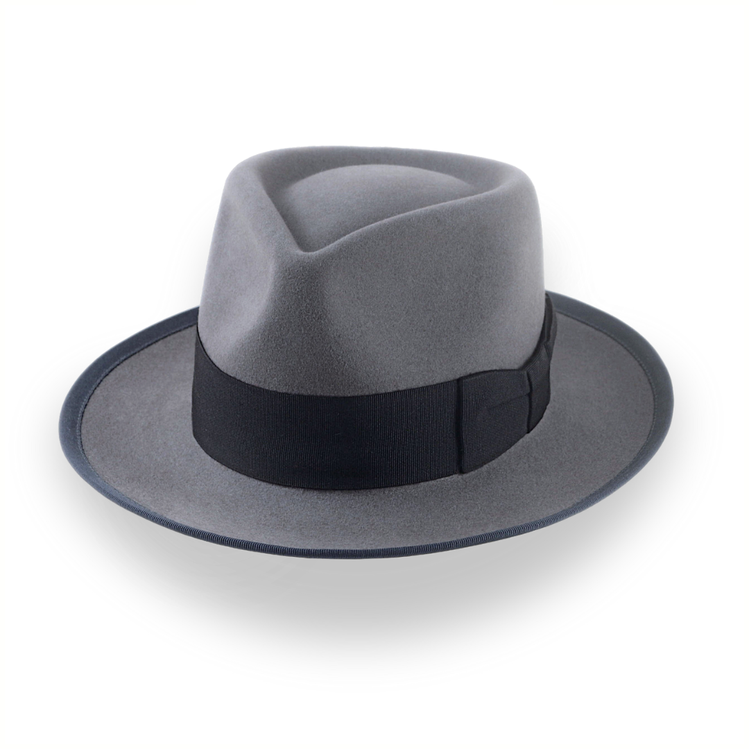 Classic Men's Fedora Hat In Grey Beaver Fur Felt | The Patron