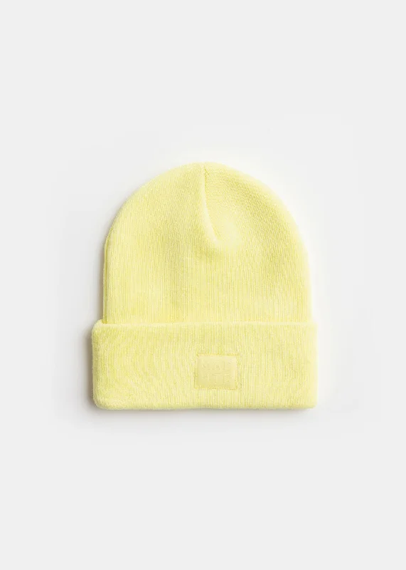 Adult Mad Hatter Knit Cuff Beanie - Lemon