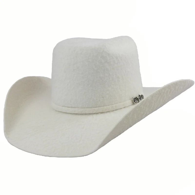 Brick Crown White Felt Cowboy Hat