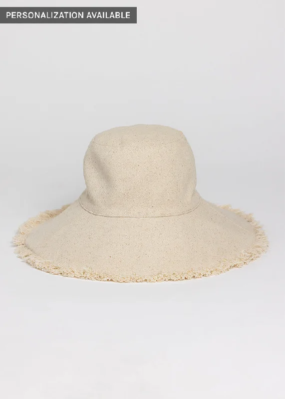 Custom Embroidered Canvas Packable Sun Hat- Natural