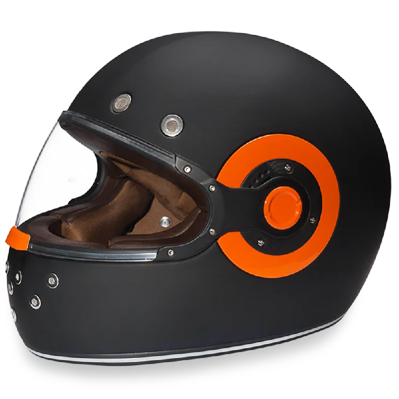 Daytona D.O.T Retro Dull Black Orange Accents Helmet