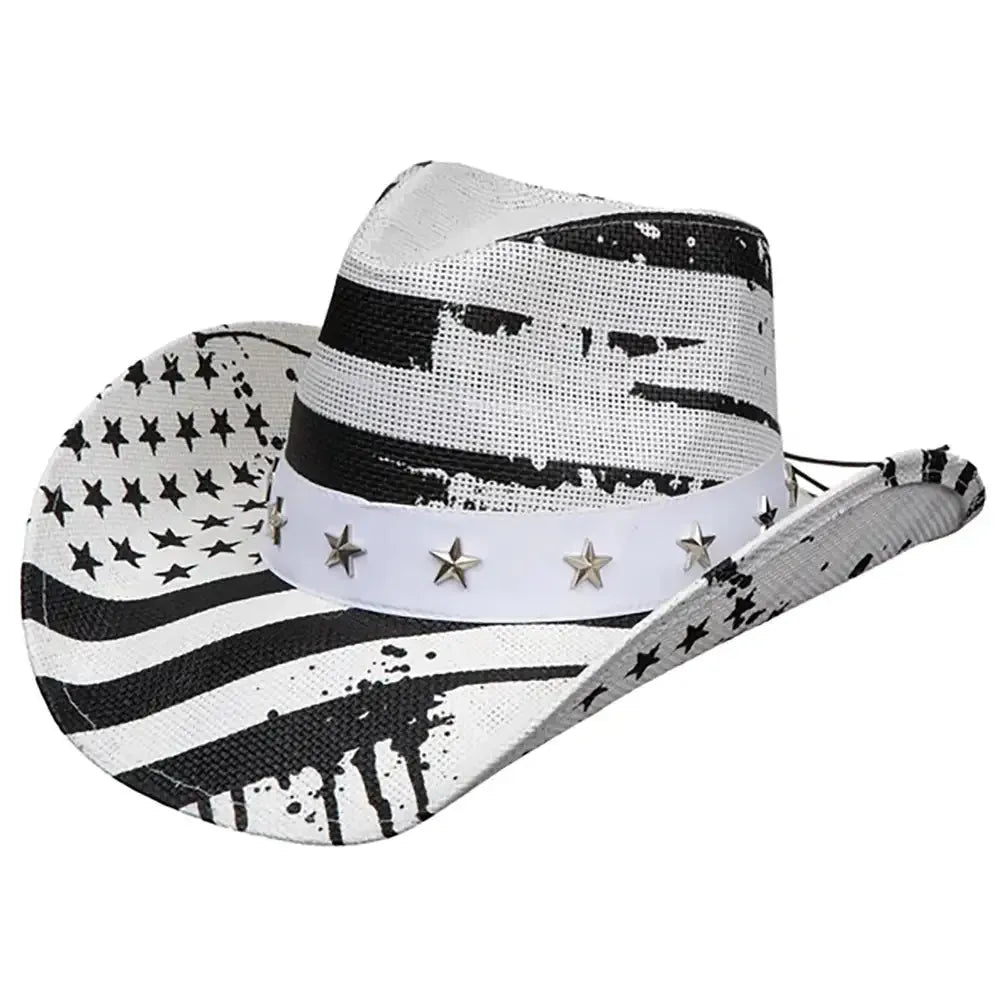 Deadwood Trading One Nation - American Flag Shapeable Straw Cowboy Hat