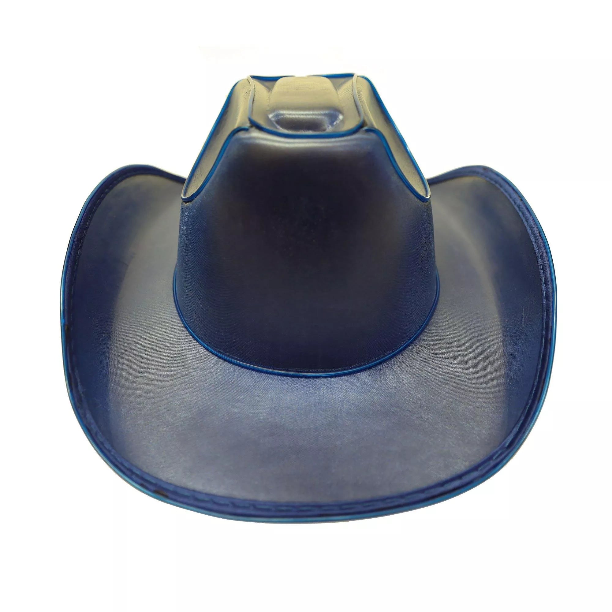 Light Up EL Wire Glow Plain Blue Cowboy Hat