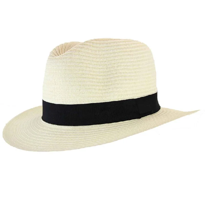 Evoke Flexibraid Phoenix Unisex Fedora - Ivory/Black