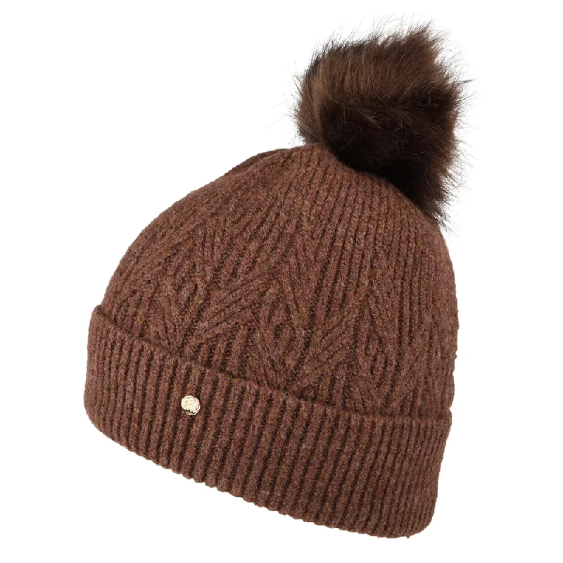 Failsworth Hats Alice Faux Fur Pom Bobble Hat - Chestnut