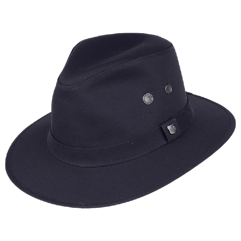 Failsworth Hats Waxed Drifter Water Repellent Fedora Hat - Navy Blue