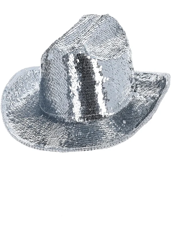 Fever Deluxe Sequin Cowboy Hat, Silver