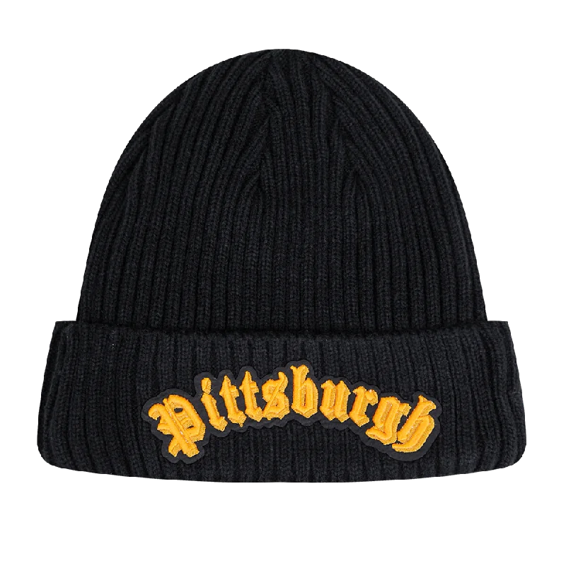 NFL PITTSBURGH STEELERS OLD ENGLISH UNISEX BEANIE (BLACK)