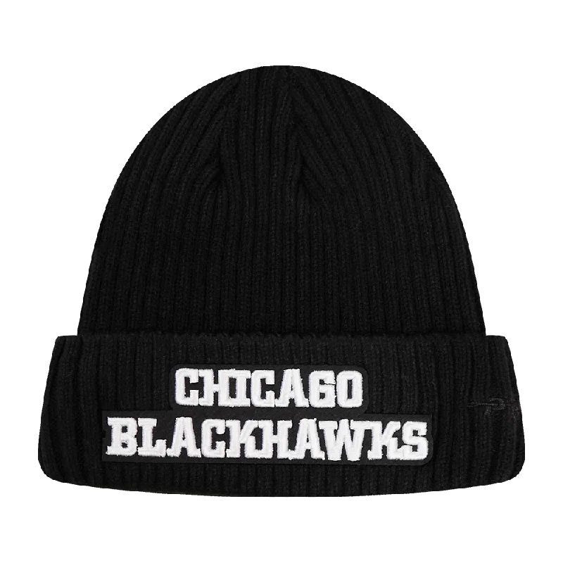 NHL CHICAGO BLACKHAWKS CLASSIC CORE UNISEX BEANIE (BLACK)