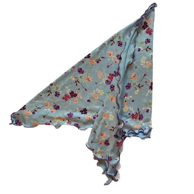 Helen Floral Cancer Scarf Bandana Cornflower Blue