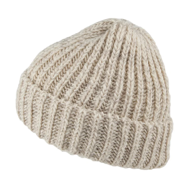 Highland 2000 Merino English Wool Cuffed Beanie Hat - Natural Mix