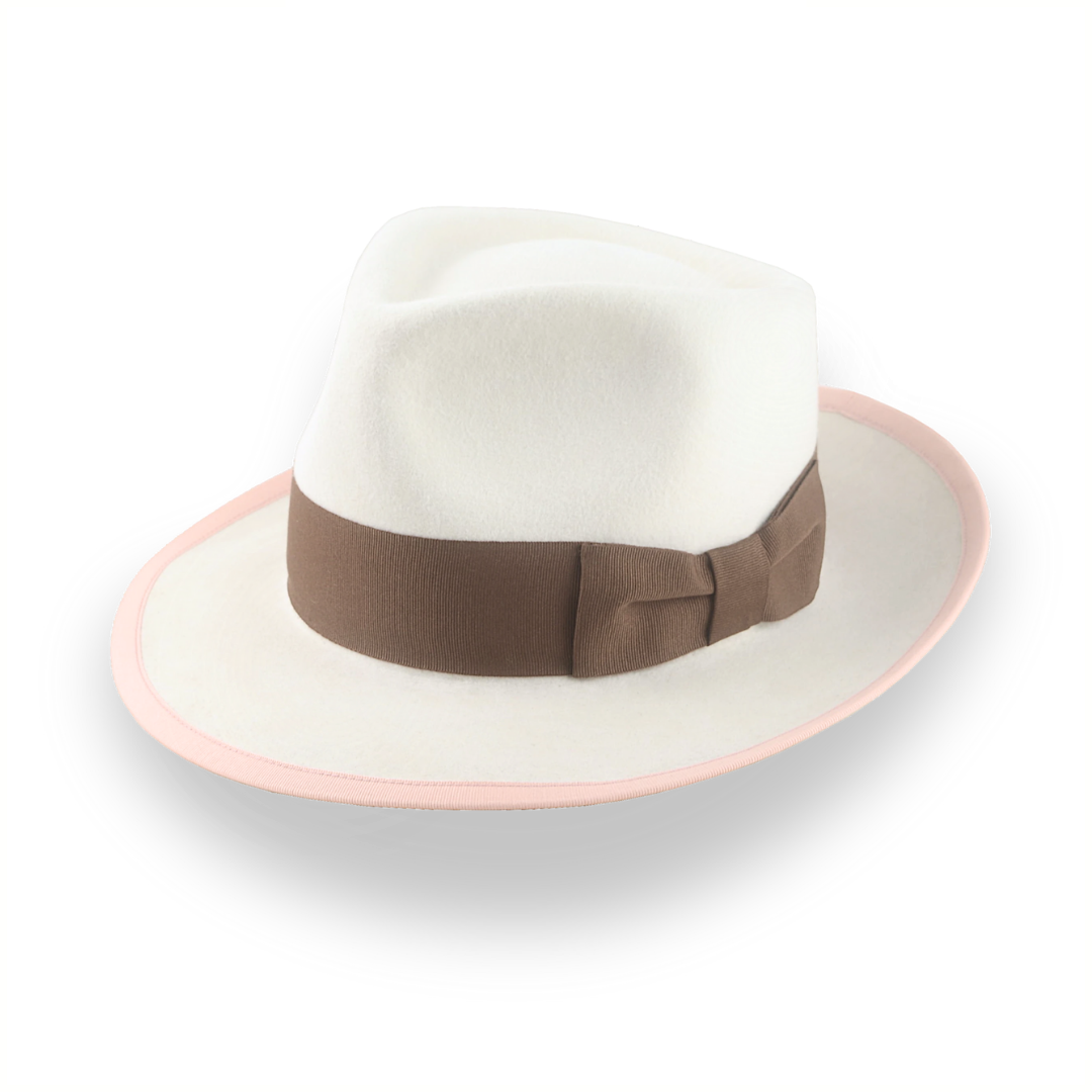 Ivory Teardrop Crown Fedora Hat in Plush Fur Felt | The Galante