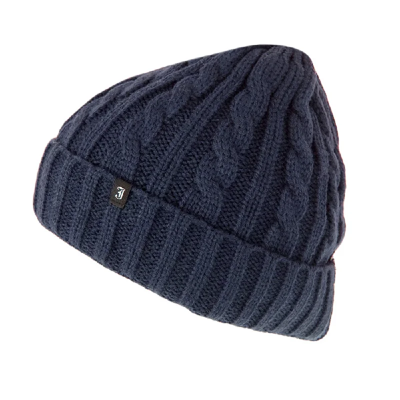 Jaxon & James Cable Knit Beanie Hat - Navy Blue