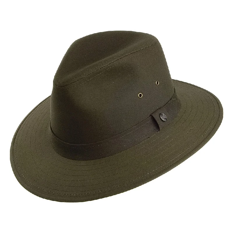 Jaxon & James Oilcloth Safari Fedora Hat - Olive