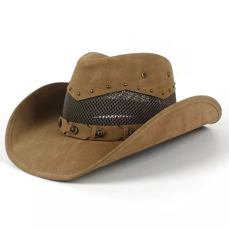 Justin Mesh Genuine Leather Cowboy Hat