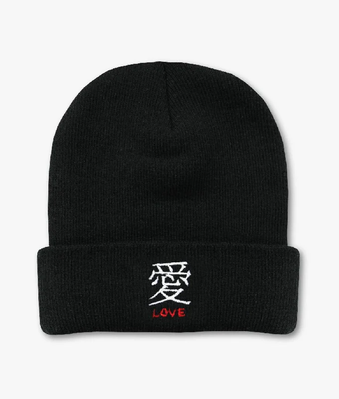 Kanji Love Embroidered Beanie