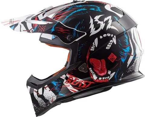 LS2 Offroad Helmet MX437 Fast Beast Matt Black White