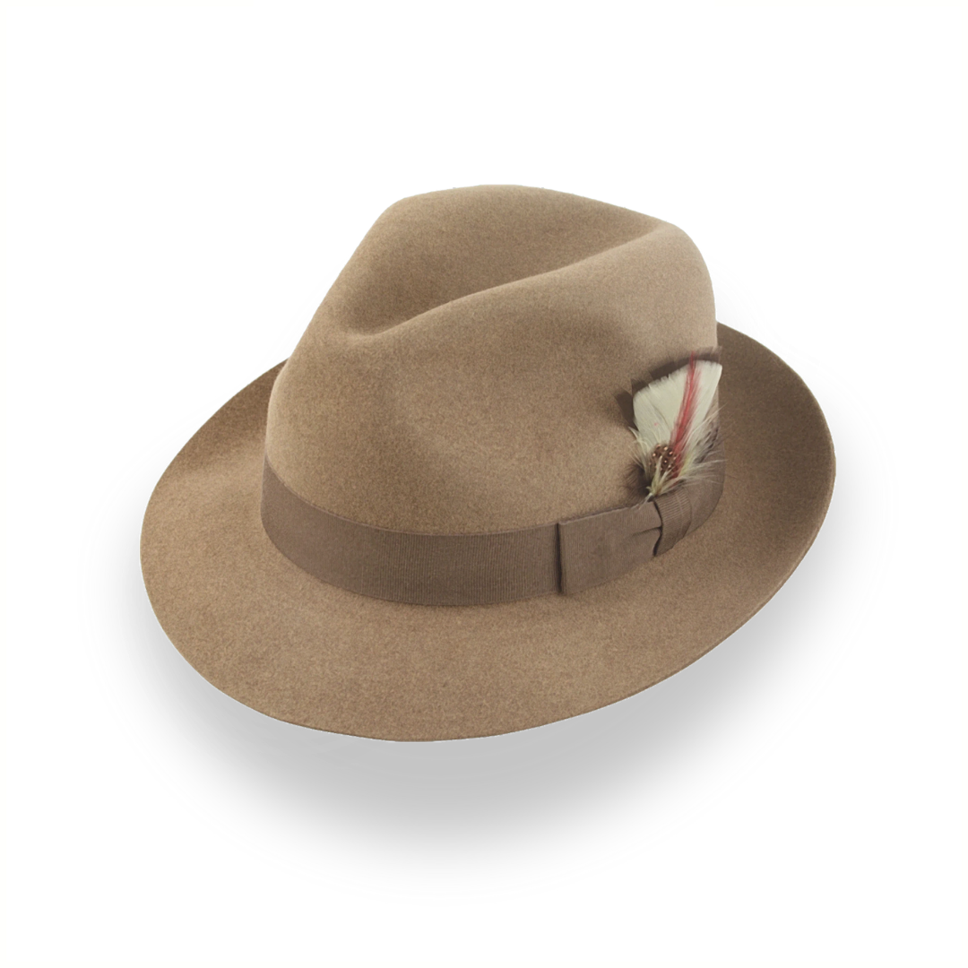 Camel Medium Brim Fedora in Premium Beaver Fur Felt | The Phoenix