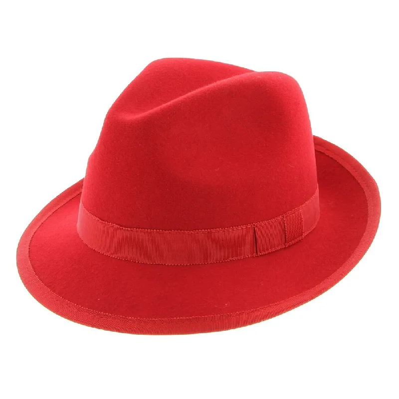 Melbourne Hats Trilby Formal - Red/Red Band