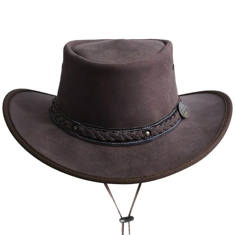 MEN'S CRUSHER OUTBACK  WOMEN'S LEATHER  BROWN HAT