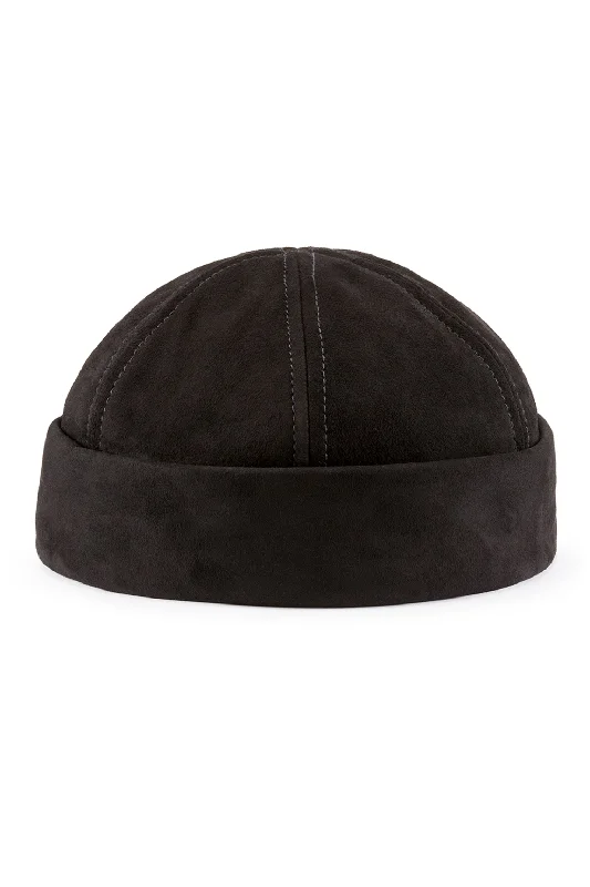 Dover Black Leather Watch Cap