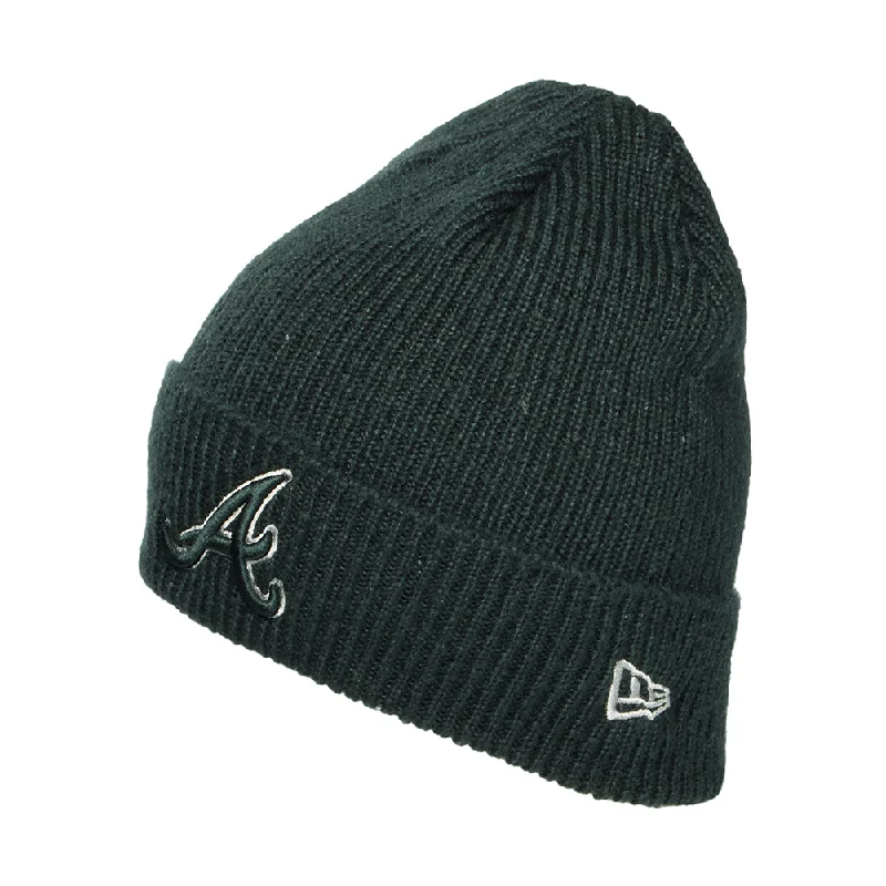 New Era Atlanta Braves Cuffed Beanie Hat - MLB World Series Patch - Dark Green