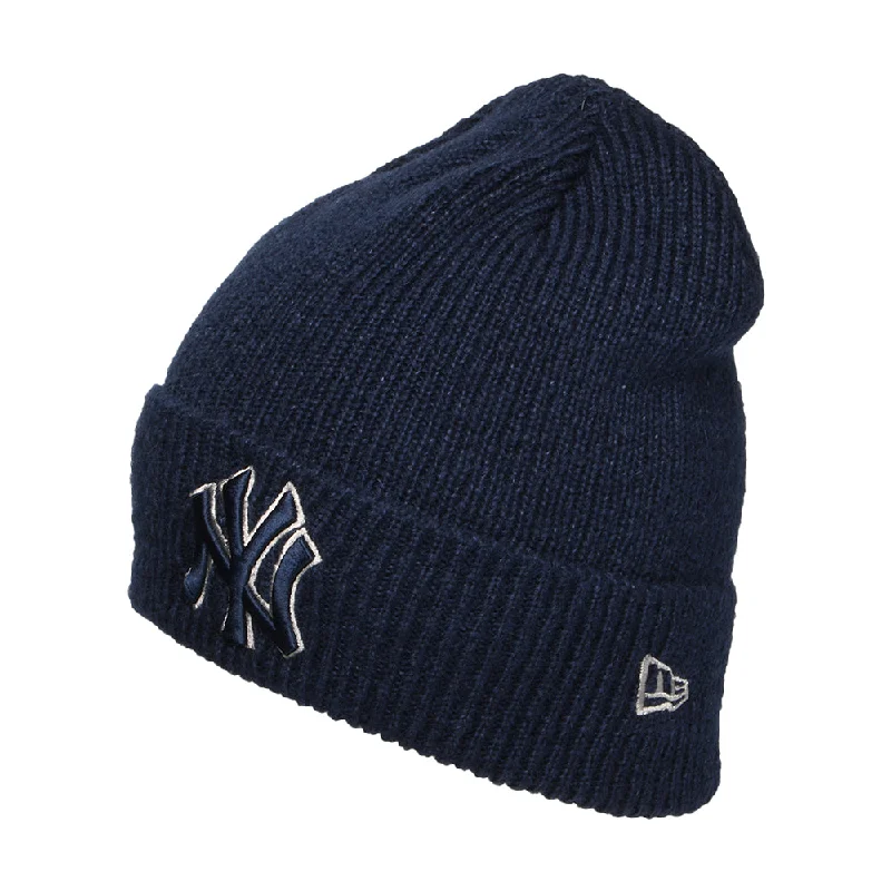 New Era New York Yankees Cuffed Beanie Hat - MLB World Series Patch - Navy Blue