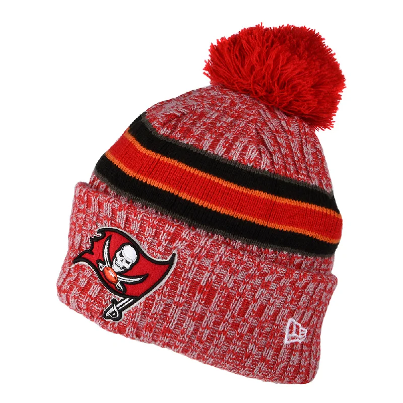 New Era Tampa Bay Buccaneers Bobble Hat - NFL Sideline Sport Knit - Red-Black