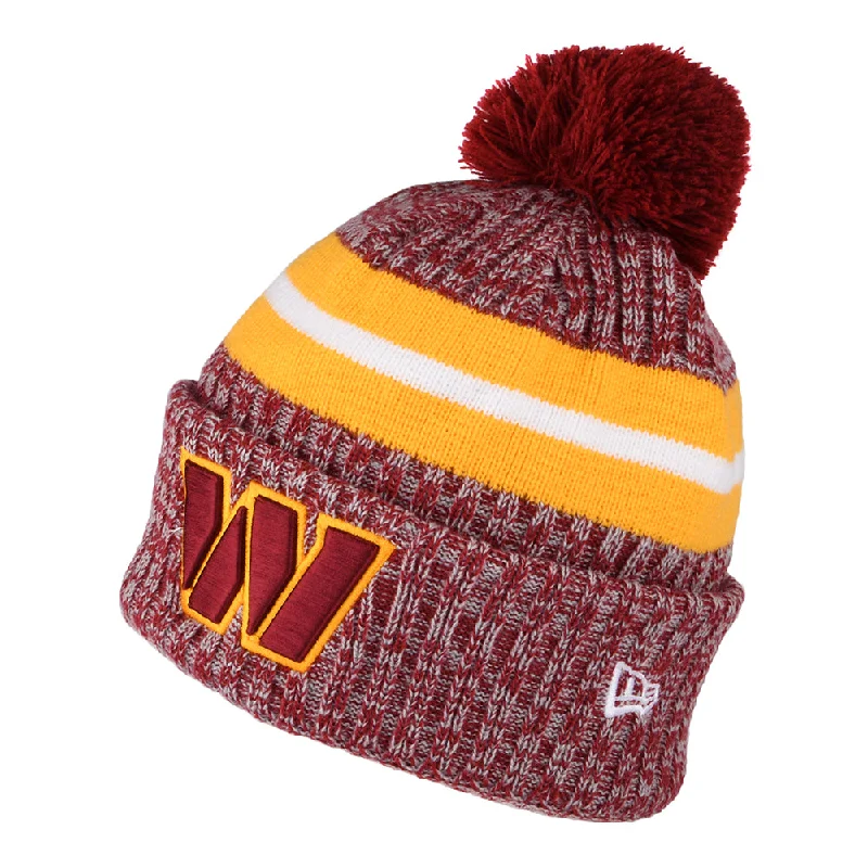 New Era Washington Commanders Bobble Hat - NFL Sideline Sport Knit - Burgundy-Yellow