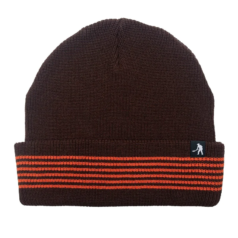 Pass~Port - Organic Cotton Stripe Knit Beanie Choc/Orange