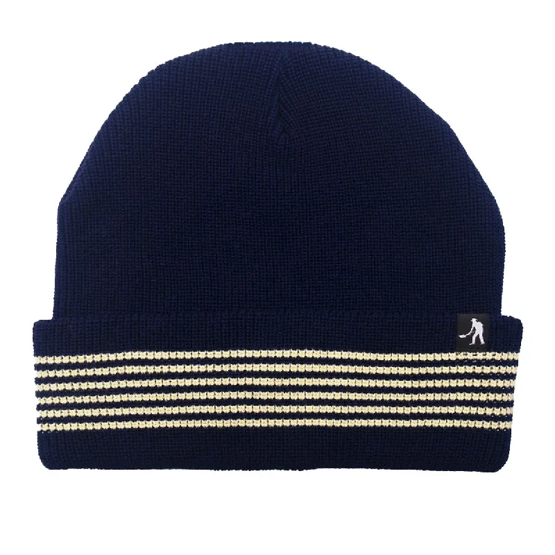 Pass~Port - Organic Cotton Stripe Knit Beanie Navy/Cream