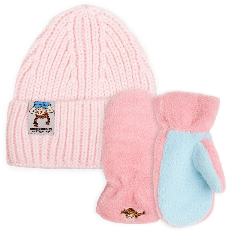 Pippi Beanie and Mittens Combo - Pink