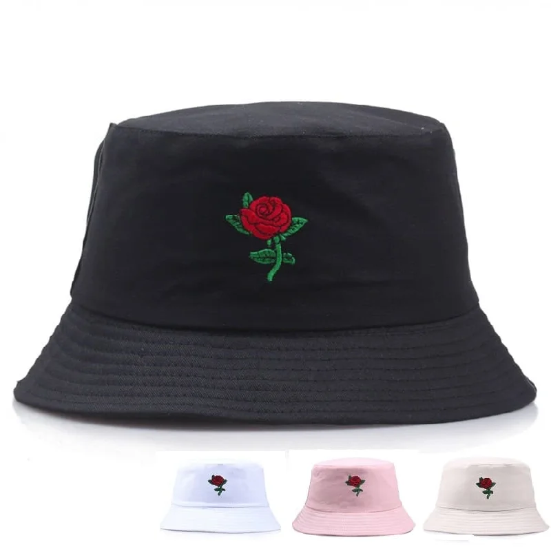 Red Rose Plain Bucket Hat