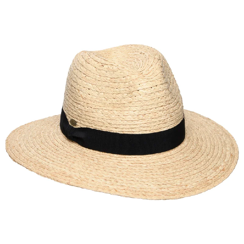 Scala Hats Franie Raffia Straw Safari Fedora Hat - Natural